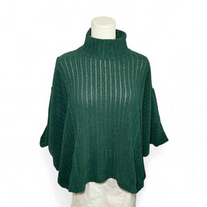 FP Beach green turtleneck poncho sweater oversized knit XS/S